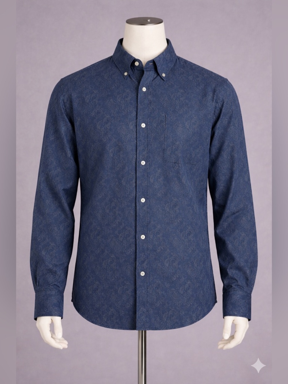 Vince Shirt Mens Large Blue Paisley Long Sleeve Button Up Casual Italian Fabric